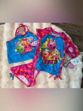 Shopkins Girls 3-Piece Swim Set in Pink & Blue